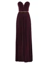 Elisabetta Franchi Pleated Lurex Jersey Red Carpet Dress With Belt