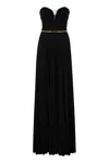 Elisabetta Franchi Women's Pleated Lurex Jersey Red Carpet Dress With Belt