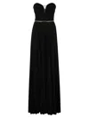 ELISABETTA FRANCHI PLEATED LUREX JERSEY RED CARPET DRESS WITH BELT