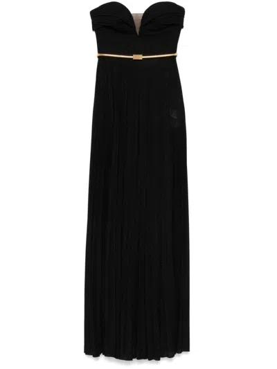 ELISABETTA FRANCHI PLEATED LUREX MAXI DRESS