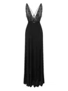 Elisabetta Franchi Abito Red Carpet In Tulle E Jersey Con Cristalli In Black