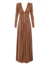 Elisabetta Franchi Red Carpet Dress In Lurex Jersey With Necklace In Animal Print