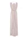 Elisabetta Franchi Red Carpet Dress Made Of Lurex Jersey Fabric With Belt In Pink