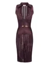 Elisabetta Franchi Pleated Midi Dress In Brown
