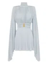 Elisabetta Franchi Soft Pleated Evening Dress In Blue