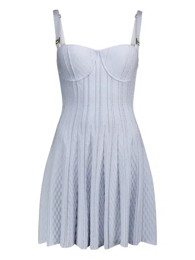 Elisabetta Franchi Pleated Mini Dress In Blue