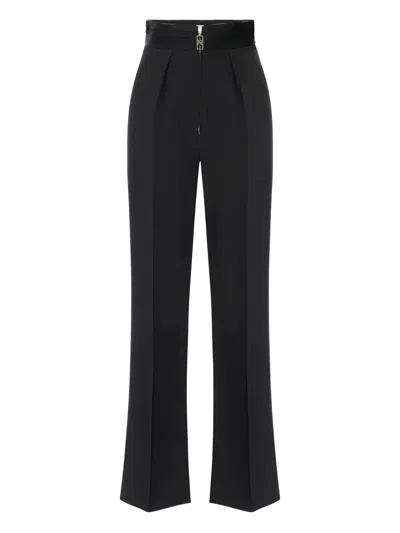 Elisabetta Franchi Pleated Palazzo Pants In Black