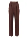 Elisabetta Franchi Tailored Brown Trousers With High Waist And Decorative Pockets In Brown