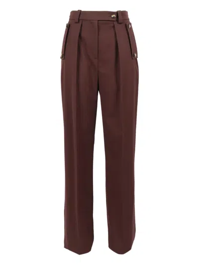 Elisabetta Franchi Tailored Brown Trousers With High Waist And Decorative Pockets