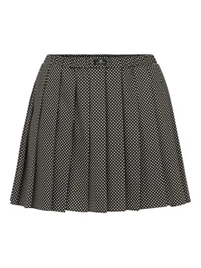 Elisabetta Franchi Pleated Polka-dot Skirt In Black