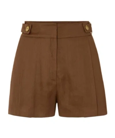Elisabetta Franchi Pleated Shorts In Brown