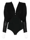 Elisabetta Franchi Pleated-shoulder Bodysuit In Black