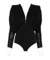 Elisabetta Franchi Draped V Neck Sheer Fabric Top In Black