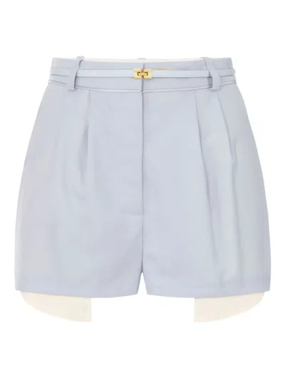 Elisabetta Franchi Pleated Tailored Shorts In Blue