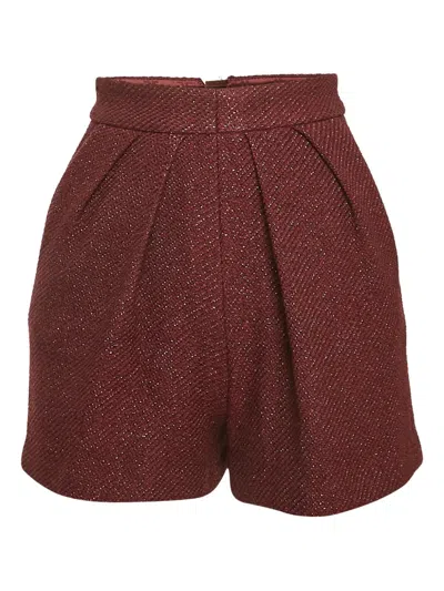 Pre-owned Elisabetta Franchi Pleated Tailored Shorts In Red