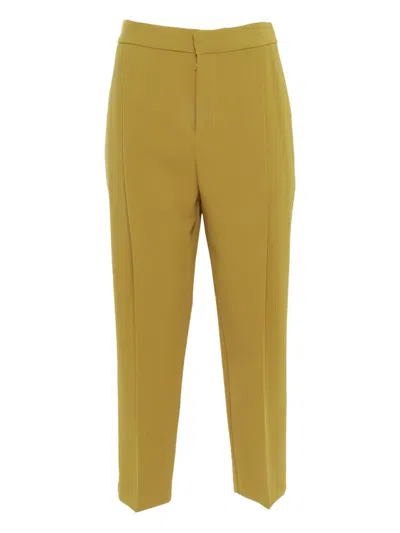 Elisabetta Franchi Tailored Trousers With Smooth Finish And Subtle Crease In Yellow