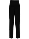 Elisabetta Franchi Stretch Crepe Straight Trousers With Horsebit In Black
