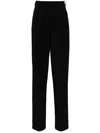 Elisabetta Franchi Stretch Crepe Straight Trousers With Horsebit In Black