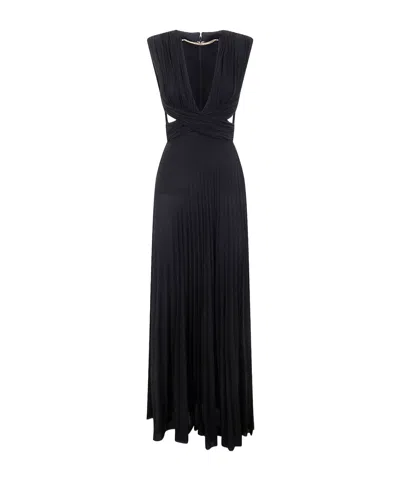 Elisabetta Franchi Red Carpet Lurex Jersey Dress In Black