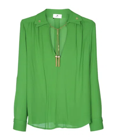 Elisabetta Franchi Beaded Tassel Cover-up In Green