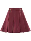 Elisabetta Franchi Technical Nylon Zipped Pleated Mini Skirt In Red