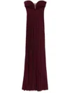 Elisabetta Franchi Women's Pleated Lurex Jersey Red Carpet Dress With Belt In Purple