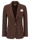 Elisabetta Franchi Single-breasted Viscose Blend Blazer In Brown