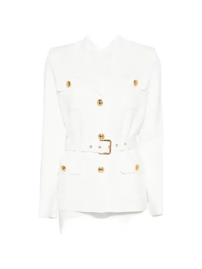 Elisabetta Franchi Pocket Button Cardigan In White