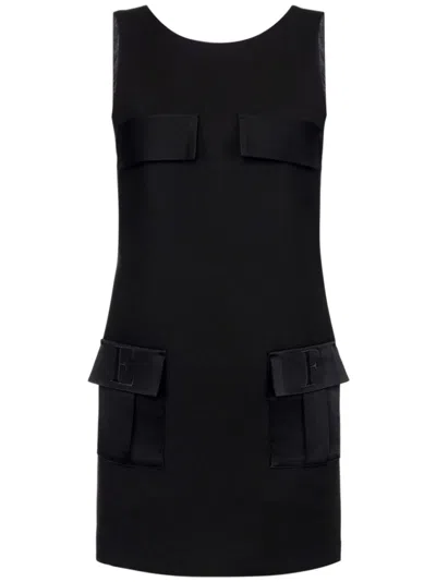 Elisabetta Franchi Pocket-detail Boxy Crêpe Mini Dress In Schwarz