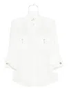 Elisabetta Franchi Three-quarter Sleeve White Shirt With Flap Pockets In White