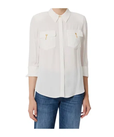 Elisabetta Franchi Pocket-detail Three-quarter Sleeve Shirt In White