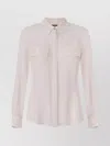 Elisabetta Franchi Pocketed Collared Long Sleeve Tops In Pink