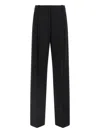 Elisabetta Franchi High-waisted Trousers With Wide Legs And Decorative Button Details In Black