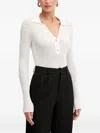 Elisabetta Franchi Pointelle-knit Polo Top In White