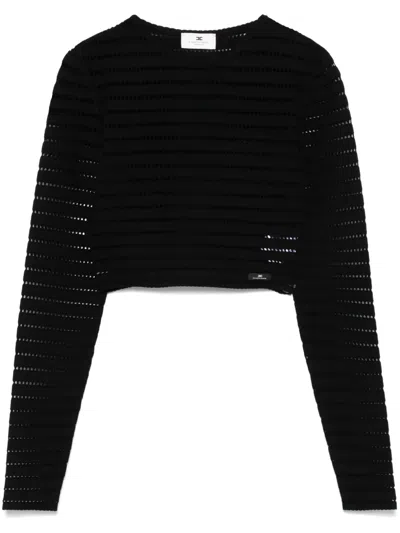 Elisabetta Franchi Pointelle-knit Top In Nero