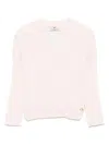 Elisabetta Franchi Beige V-neck Sweater With Side-buttoned Sleeves In Neutral