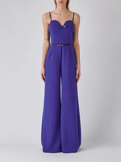 Elisabetta Franchi Poliester Jump Suit In Indaco