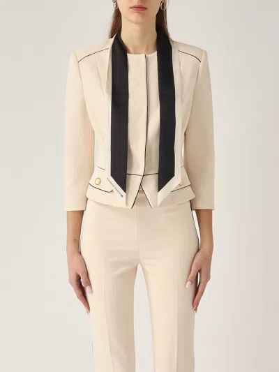 Elisabetta Franchi Poliestere Blazer In Burro-nero