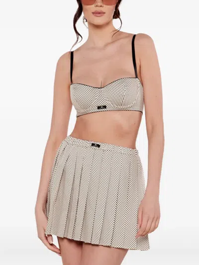 Elisabetta Franchi Polka-dot Cotton Bra In Neutral