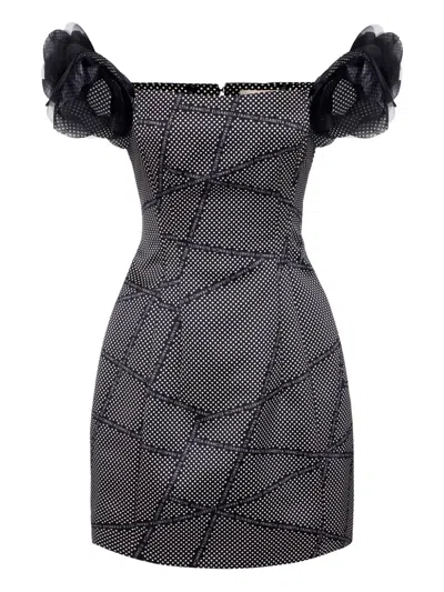Elisabetta Franchi Polka-dot Mini Cocktail Dress In Gray