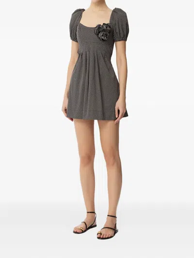 Elisabetta Franchi Polka-dot Short Sleeve Dress In Black