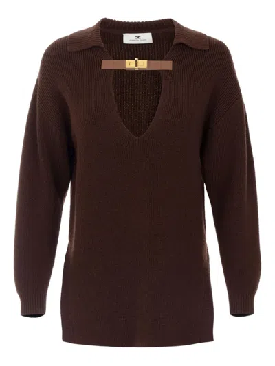 ELISABETTA FRANCHI ELISABETTA FRANCHI POLO COLLAR SWEATER WITH BUCKLE DETAIL