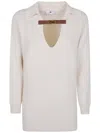 Elisabetta Franchi Wool-blend V-neck Sweater In White