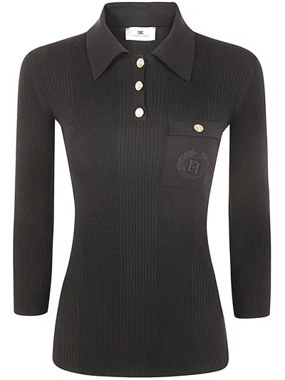Elisabetta Franchi Polo Neck Sweater In Black