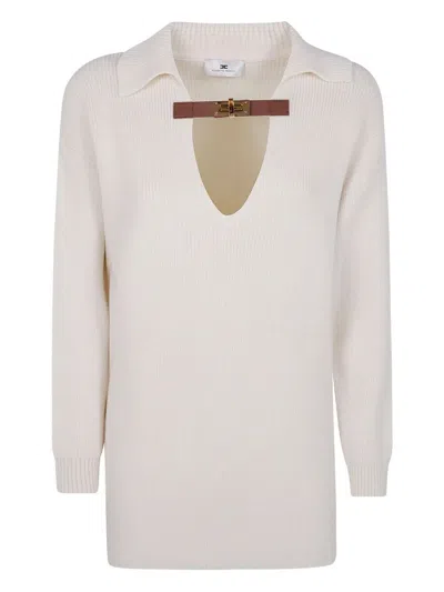 Elisabetta Franchi Polo Neck Sweater In White