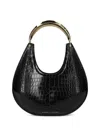 Elisabetta Franchi Crescent-shaped Black Crocodile-embossed Shoulder Bag