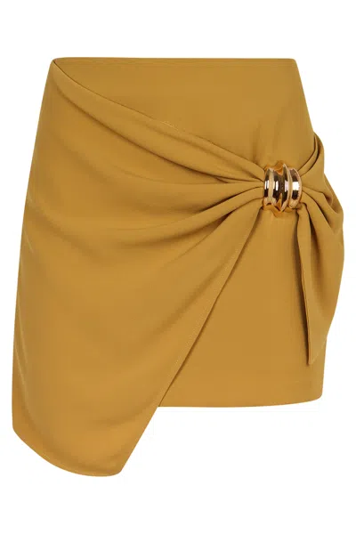 Elisabetta Franchi Polyester Blend Elastic Skirt In Brown