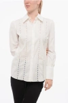 Elisabetta Franchi Popeline Shirt With Broderie Anglaise Details In White