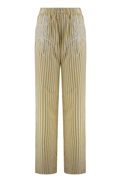 Elisabetta Franchi Poplin Cotton Trousers In Yellow