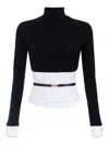 Elisabetta Franchi Poplin-insert Turtleneck Top In Multi